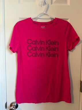 Calvin Klein Bright Pink Short Sleeve Logo Tee